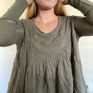 free people olive green lace blouse!